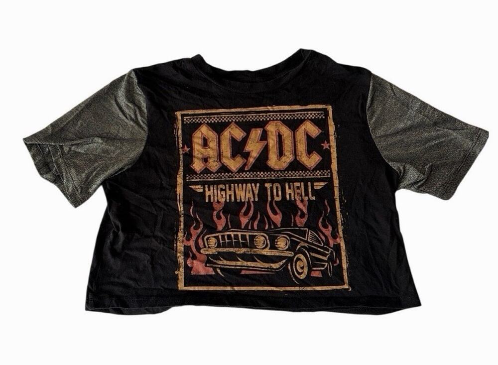 AC/DC Women’s Crop Top Y2K Black XS